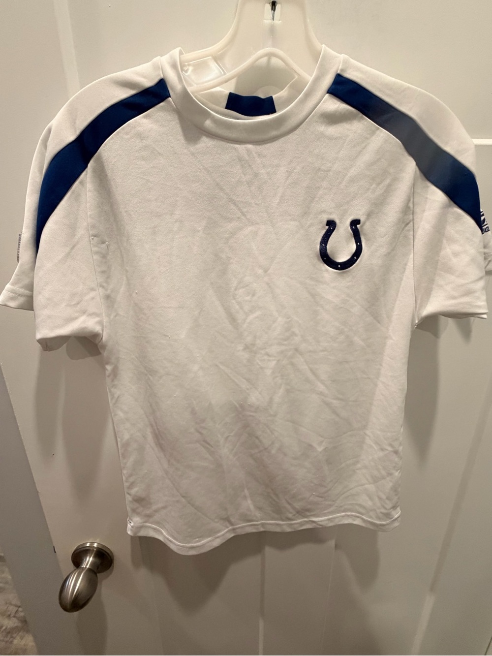 Reebok Indianapolis Colts NFL Team Apparel Women’s Small White Blue Athletic Tee
